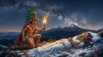 Leyenda de los volcanes Popocatépetl e Iztaccíhuatl y su presencia en la cultura mexicana