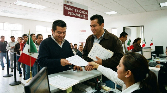 M dulo de atenci n ciudadana en M xico donde un conductor realiza el tr mite de su licencia de conducir permanente con documentos en mano